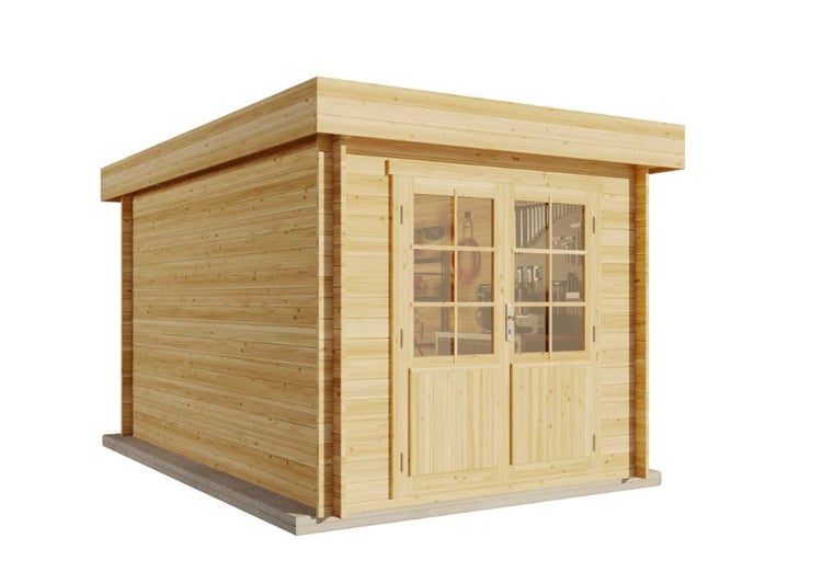Alpholz Gartenhaus Cuxhaven-28 C Gartenhaus aus Holz, Holzhaus mit 28 mm Wandstärke, Blockbohlenhaus mit Montagematerial, Naturbelassen 2,5x4m