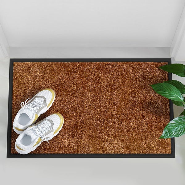 FLOORDIREKT Fußmatte Rhine - Unicolor - Schmutzfangmatte für Innen & Außenbereiche - Braun - 90 x 600 cm