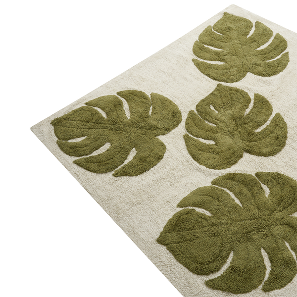 Badvorleger mit Monstera Blatt Muster aus weichem Material