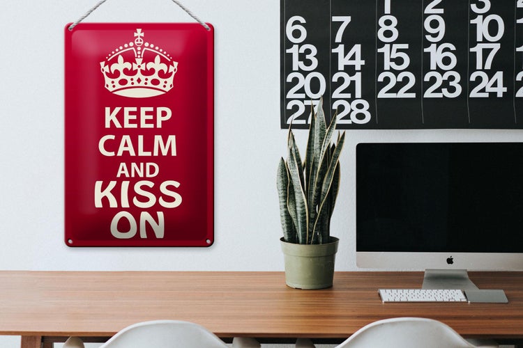 Blechschild Spruch 20x30cm Keep Calm and kiss on