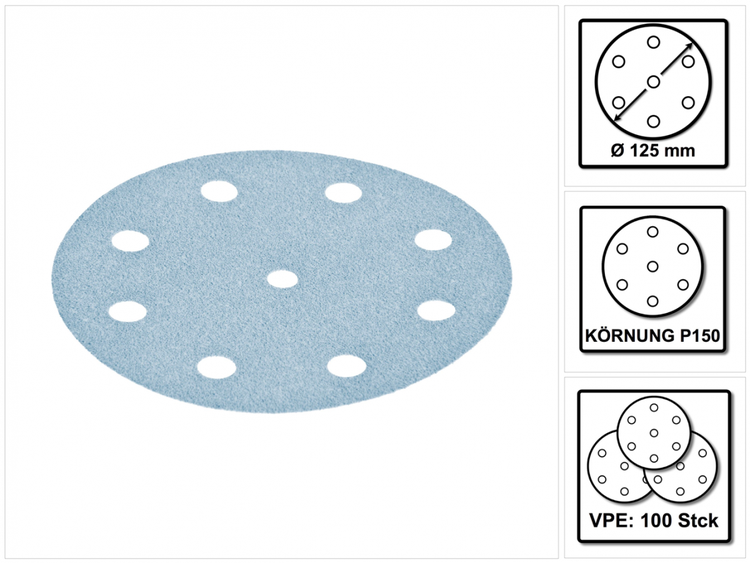 Festool STF D125/8 Schleifscheiben 125 mm Granat P150 GR / 100 Stück ( 497170 )