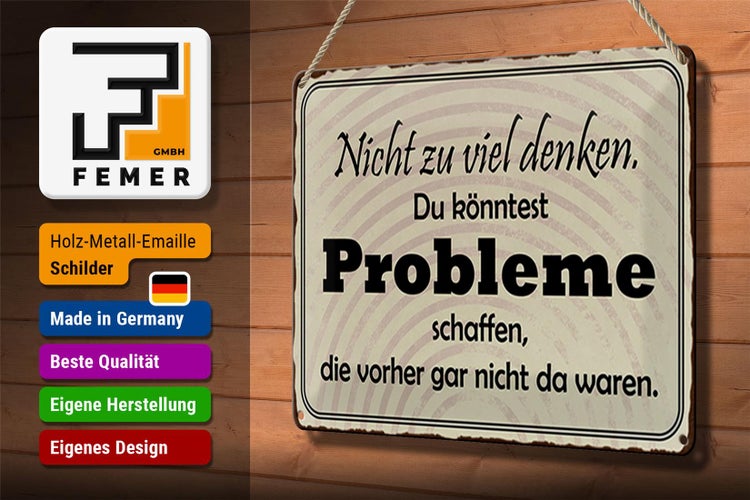 Blechschild Spruch 30x20cm nicht viel denken können Problem