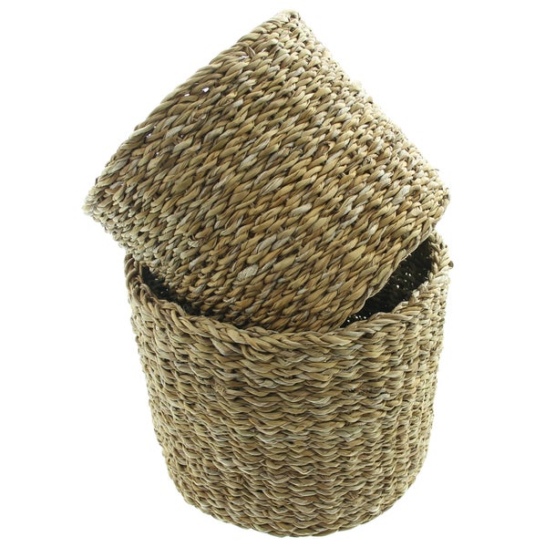 FRANK FLECHTWAREN | Übertopf Seegras, 2er Set, SEEGRAS, Ø 21 x 18 cm, Ø 25 x 20 cm