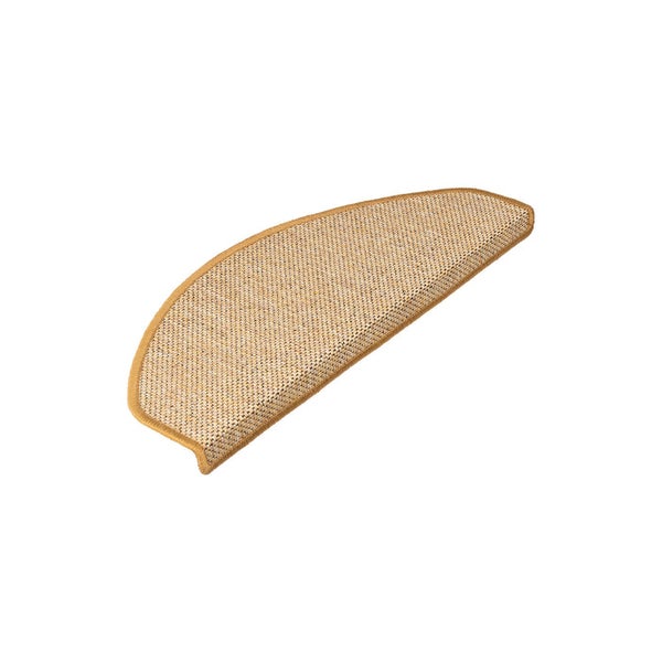 FLOORDIREKT Stufenmatte Sabang - Sisaloptik - Gekettelter Rand & Selbstklebend - Natur - 23,5 x 65 cm - Halbrund