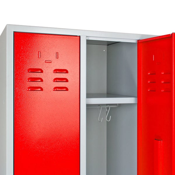 PROREGAL Garderobenschrank Ermine mit 2 Türen HxBxT 178 x 60 x 50 cm Lichtgrau Rot