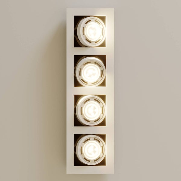 Viereckige Deckenleuchte mit vier LED-Spots