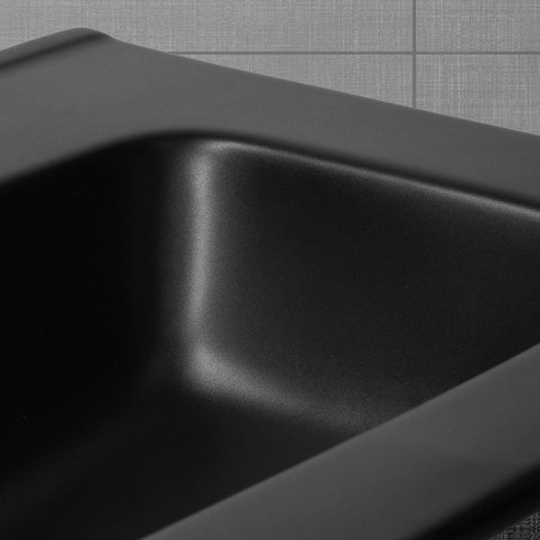 ML-Design Waschbecken Keramik Schwarz matt 61x16,5x46 cm inkl. Ablaufgarnitur, Einbauwaschbecken mit Überlauf, Aufsatzwaschbecken Einbauwaschtisch Waschschale Handwaschbecken, für Badezimmer/Gäste-WC