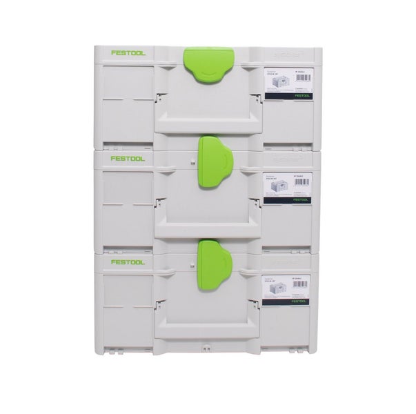Festool Systainer Set 3x SYS3 M 187 ( 3x 204842 ) 15,9 Liter 396x296x187mm Werkzeugkoffer koppelbar