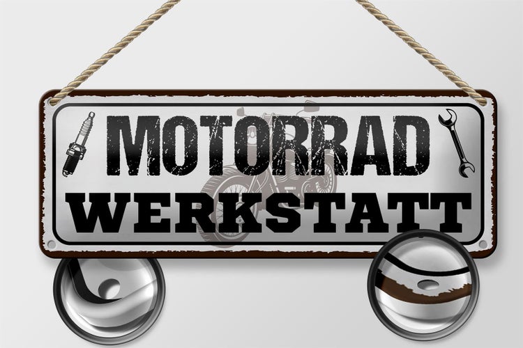 Blechschild Spruch 27x10cm Motorrad Werkstatt Werkzeug Dekoration