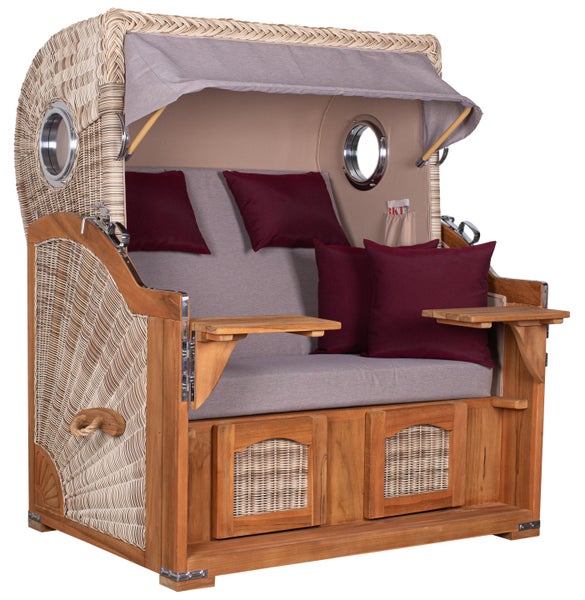 Strandkorb Rantum Grande Teak PE shell Dessin 588