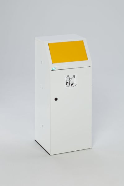 PROREGAL Robuster Wertstoffsammler Mit Fronttür Inneneinsatz 90 Liter HxBxT 105 x 40 x 40,5 cm Verzinkter Stahl Gelb
