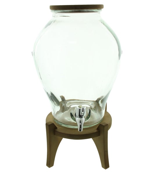 FRANK FLECHTWAREN | Saftspender Fresh up, GLAS, HOLZ, 22,5 x 13 x 40 cm