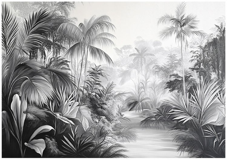 Fototapete Dschungel Wald Schwarz Weiß Wohnzimmer Vlies Tapete 400x280 cm