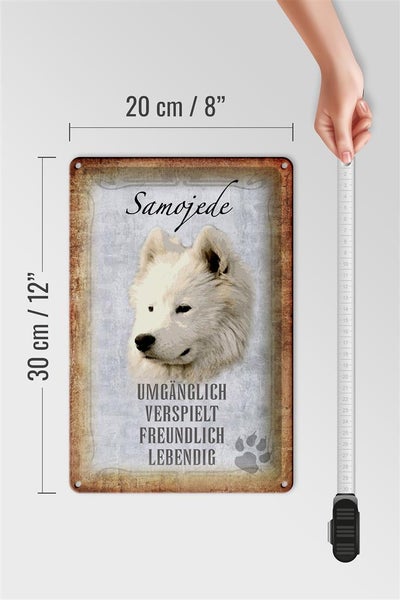Blechschild Spruch 20x30cm Samojede Hund Schild