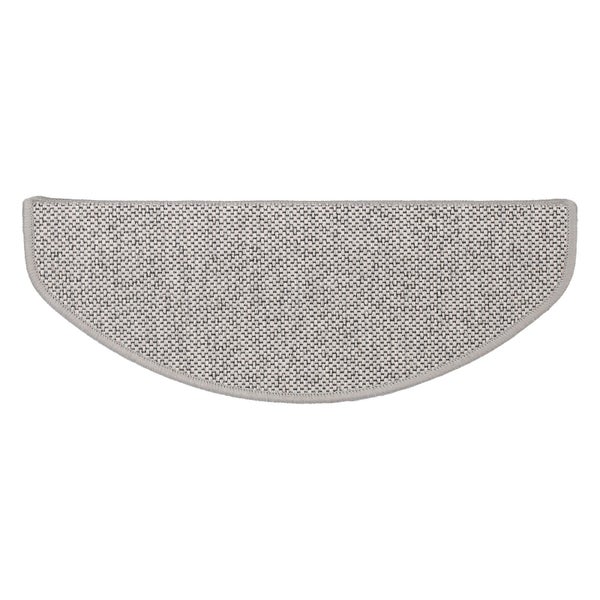 FLOORDIREKT Stufenmatte Sabang - Sisaloptik - Gekettelter Rand & Selbstklebend - Silber - 23,5 x 65 cm - Halbrund