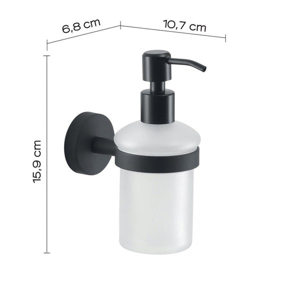 180ml Seifenspender aus satiniertem Glas und schwarzem Edelstahl | Violetta