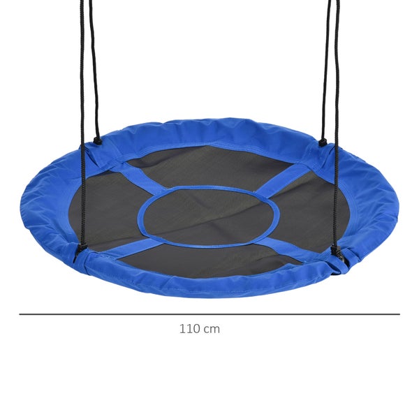 Outsunny Nestschaukel Ø110 cm, Hängeschaukel bis 100 kg, verstellbar Kinderschaukel, Kinderschaukel Garten-Schaukel Tellerschaukel für 3-12 Jahre Kinder, Blau