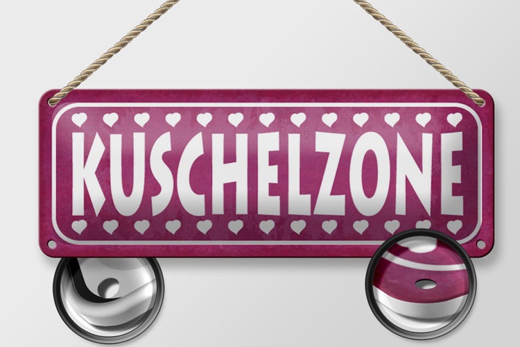 Blechschild Spruch 27x10cm Kuschelzone Herzen Dekoration