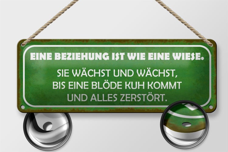 Blechschild Spruch 27x10cm Beziehung ist wie eine Wiese Dekoration