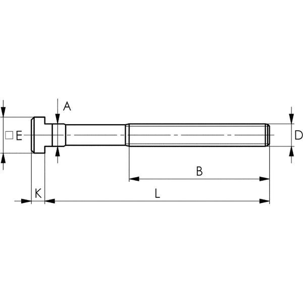 Technische Zeichnung eines Bolzens mit Maßangaben