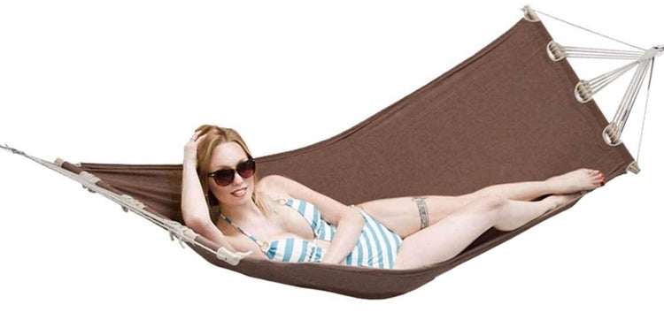 AMANKA Bis 100kg: Outdoor Stabhängematte 1 Person - 190x80cm Hängematte Outdoor Hängeliege ohne Gestell - Hängematte mit Stange - Garten Hängematte für Balkon Schaukelliege Indoor Liege zum Aufhängen