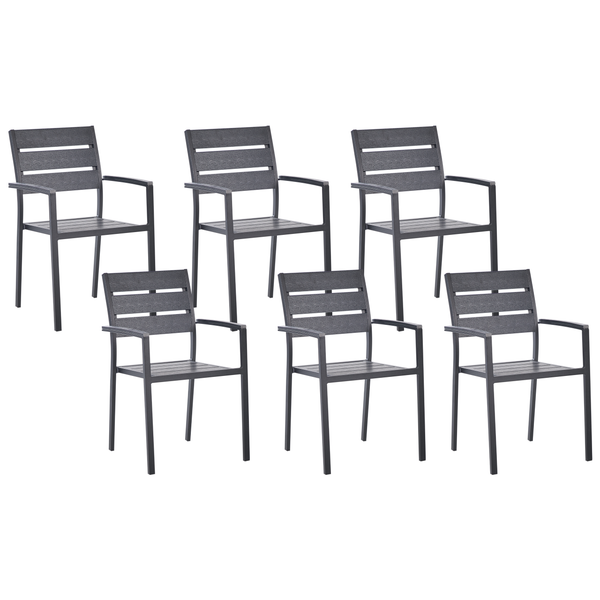 Gartenstuhl 6er Set VERNIO Schwarz