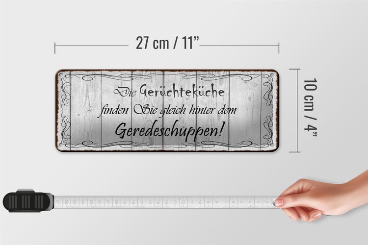Blechschild Spruch 27x10cm Gerüchteküche Geredeschuppen Dekoration