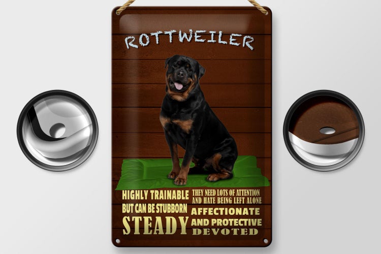Blechschild Spruch 20x30cm Rottweiler Hund highly trainable