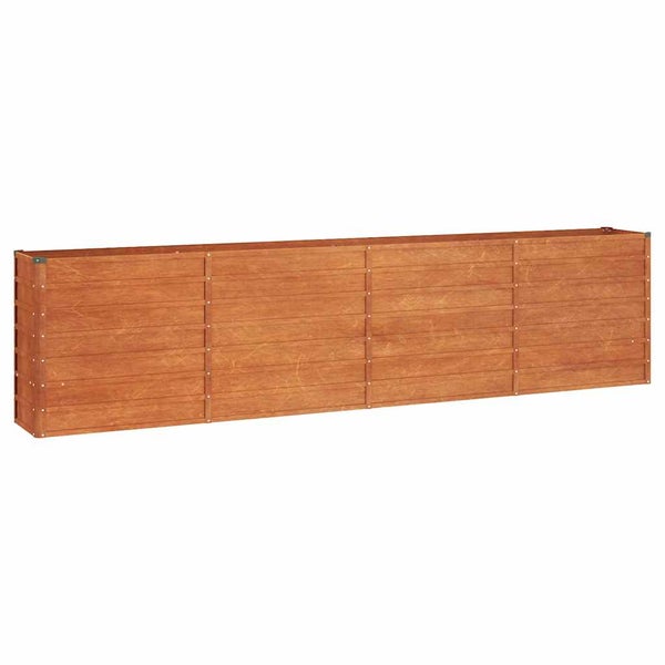 Großer, rechteckiger Pflanzkasten aus Holz mit horizontalen Latten, ideal für den Garten oder die Terrasse.