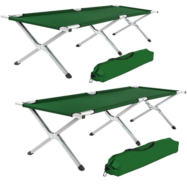 2er Set Feldbett tectake  190 x 70 x 45 cm mit Aluminiumgestell grün