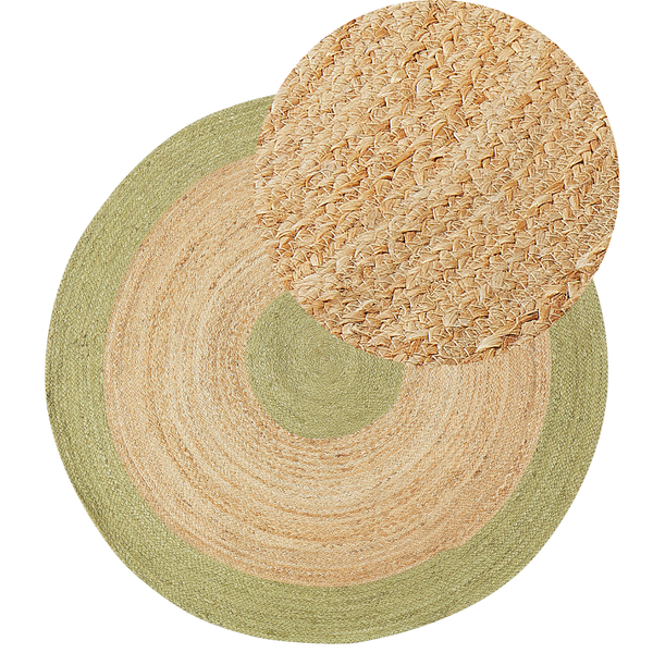 Teppich YAYALAR Hellgrün ø 140 cm Jute