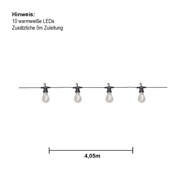 Lichterkette mit zehn LED Lampen, 4,05 Meter Länge