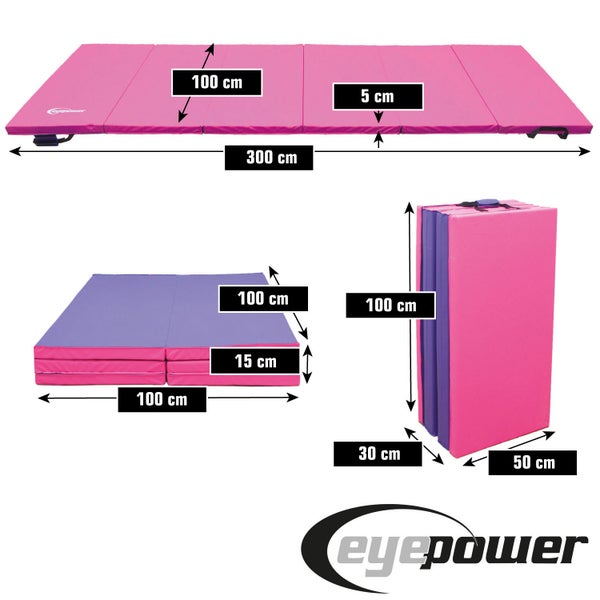 300x100 Klappbare Gymnastikmatte - 5cm dicke Turnmatte Pink Aubergine