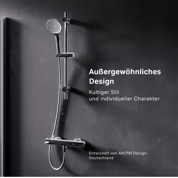 Duschsystem mit Brausestange und Handbrause von AM.PM Design in modernem Look für die Wandmontage.