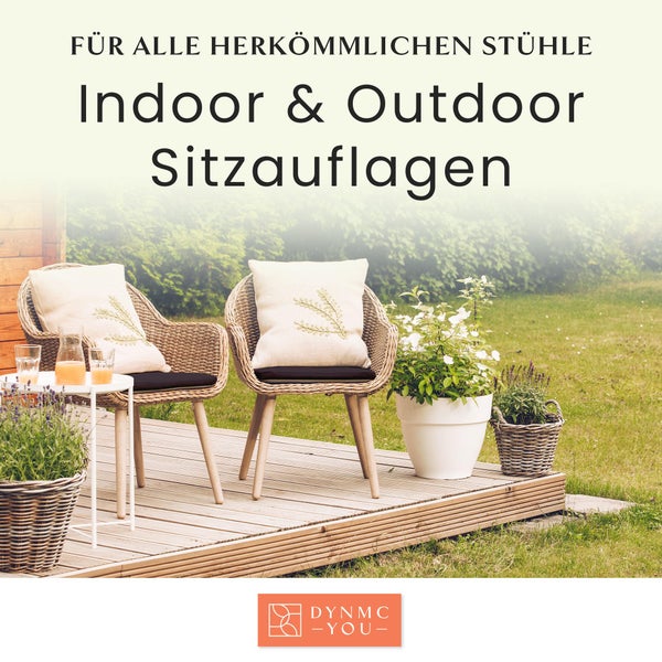 DYNMC you Sitzkissen Stuhl - Stuhlkissen 40x40 cm 2er Set - Modernes Design, Oeko-TEX - Memory Schaumstoff Sitzkissen Schwarz Outdoor, Indoor - Ideale Polsterung - Stuhlauflage, Sitzpolster