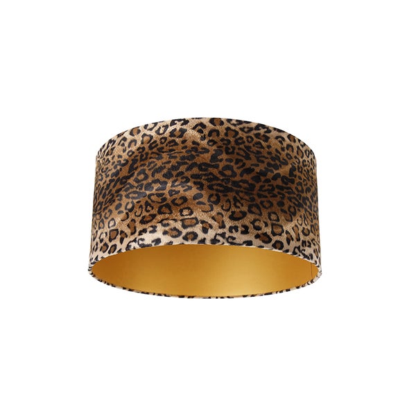 Velours Lampenschirm Leopard Design 50/50/25 Gold innen