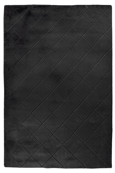 Hochflor Teppich Zariah Schwarz Uni 120 x 160 cm