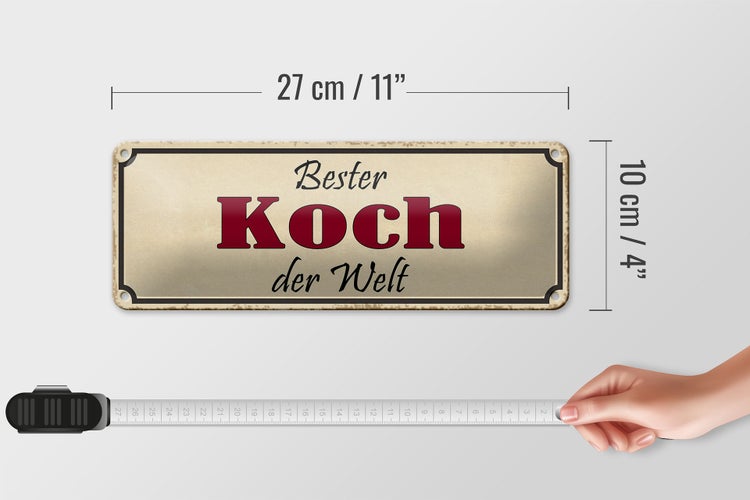 Blechschild Spruch 27x10cm bester Koch der Welt Dekoration