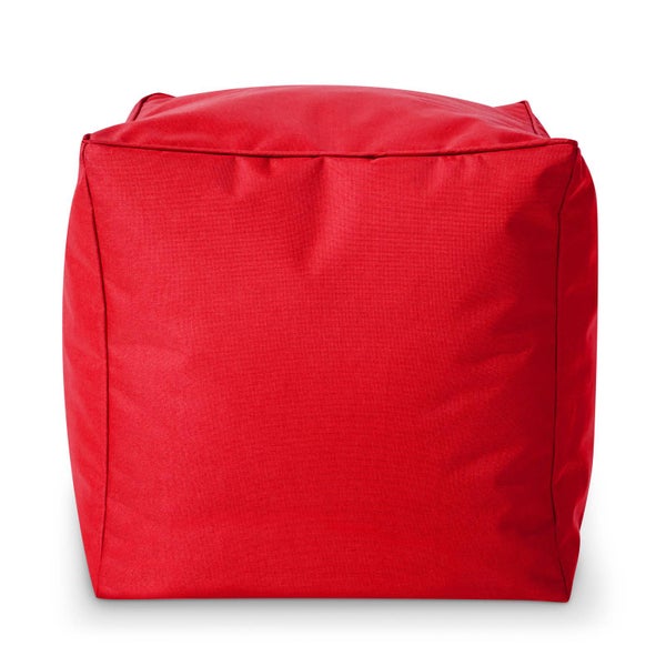 Green Bean Sitzsack-Hocker 40x40x40cm mit EPS-Perlen Füllung - Fußhocker Fußkissen Sitz-Pouf für Sitzsäcke - Bodenkissen für Kinder und Erwachsene - Fußablage Sitzkissen Sitzhocker Rot