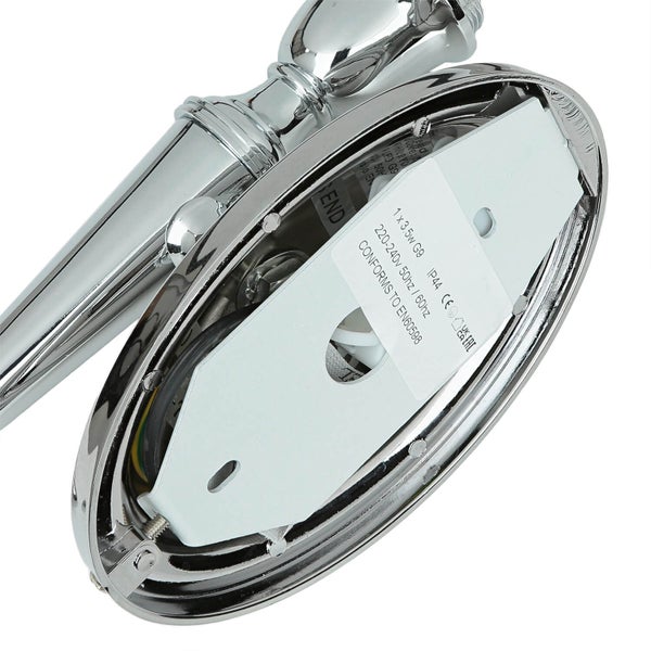 Detailansicht einer Lampe mit technischen Informationen auf einem Aufkleber