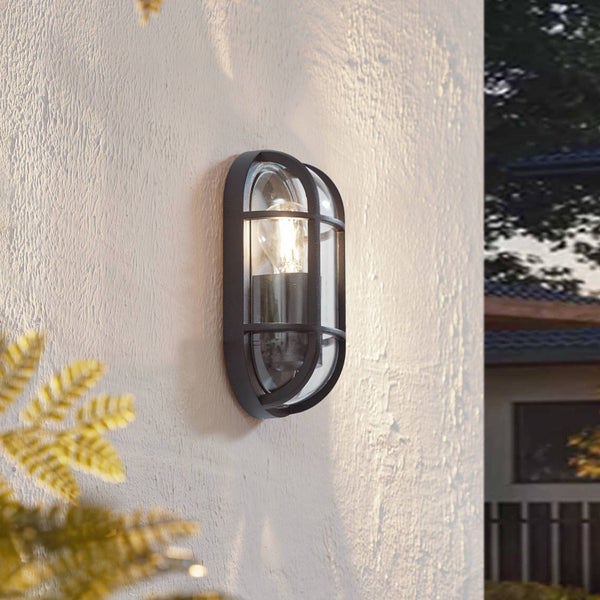 Lucande Wandleuchte außen Serine in Schwarz aus Aluminium (1 flammig, E27) - Außenwandleuchten Wandlampe Led Außenlampe Outdoor für Außenwand/Hauswand Haus Terrasse & Balkon