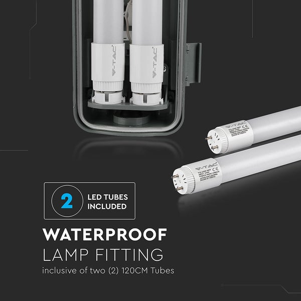 Wasserdichte Lampenfassung mit zwei LED Röhren von V-TAC