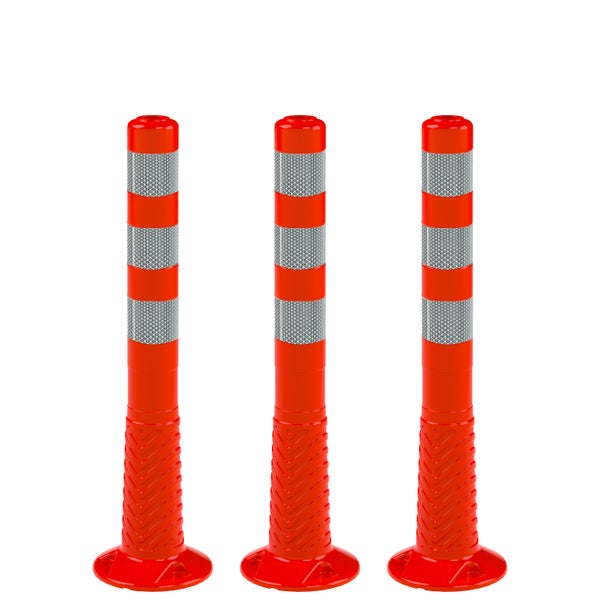 UvV Premium flexible Absperrpoller 3 Stück Set orange Absperrpfosten 75 cm RA2/C Reflex