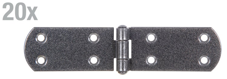 Set von 20 Scharnieren mit jeweils vier Schraublöchern für Türen und Tore aus Metall.