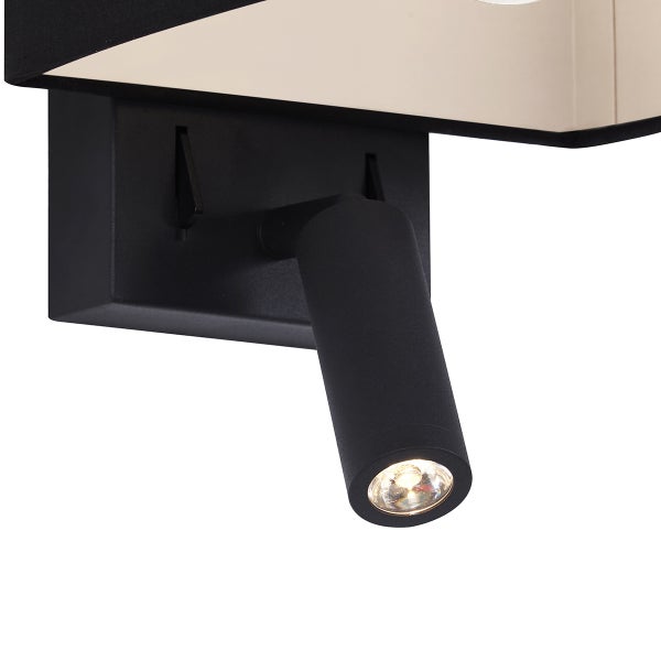 Schwarze Wandleuchte mit verstellbarem Leselicht