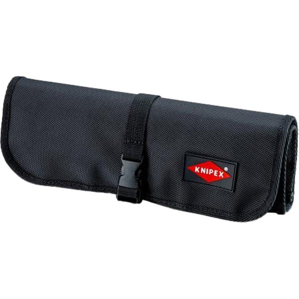 Schwarze Werkzeugrolltasche mit Klickverschluss und Knipex Logo