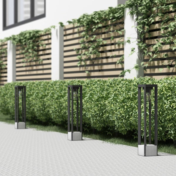 Lucande Außenleuchte Kalisa (spritzwassergeschützt (Modern) in Alu aus Aluminium (1 flammig, E27) - Wegeleuchte Pollerleuchte Wegelampe Sockelleuchte