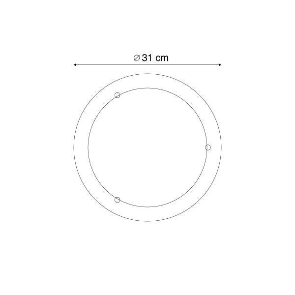 Maßzeichnung eines runden Produkts mit einem Durchmesser von 31 Zentimetern.