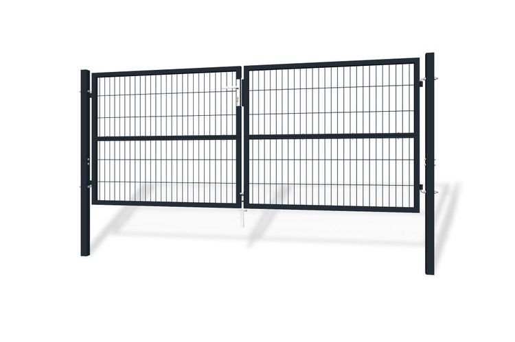 RAZO Doppelflügeltor für Stabmattenzaun 3m Gartentür  Breite 306  x Höhe 126 cm Anthrazitgrau