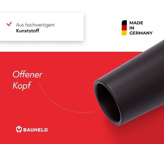 Kunststoffrohr mit offenem Ende und Made in Germany Kennzeichnung